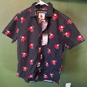NWT Christmas santa clause men’s small short sleeve dressy polo